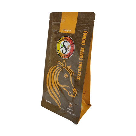 Bolsas de café de papel Kraft biodegradables de fondo plano
