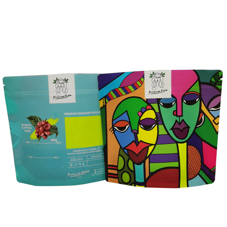 Bolsas de café biodegradables de pie personalizadas 250g colorida