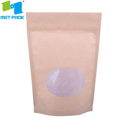 buen calidad Bolsa de papel de embalaje de alimentos de papel kraft marrón personalizada con ventana venta al por mayor