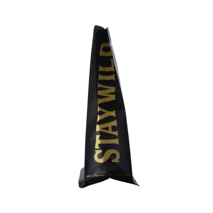 Bolsas de cafe Kraft negras compostables personalizadas