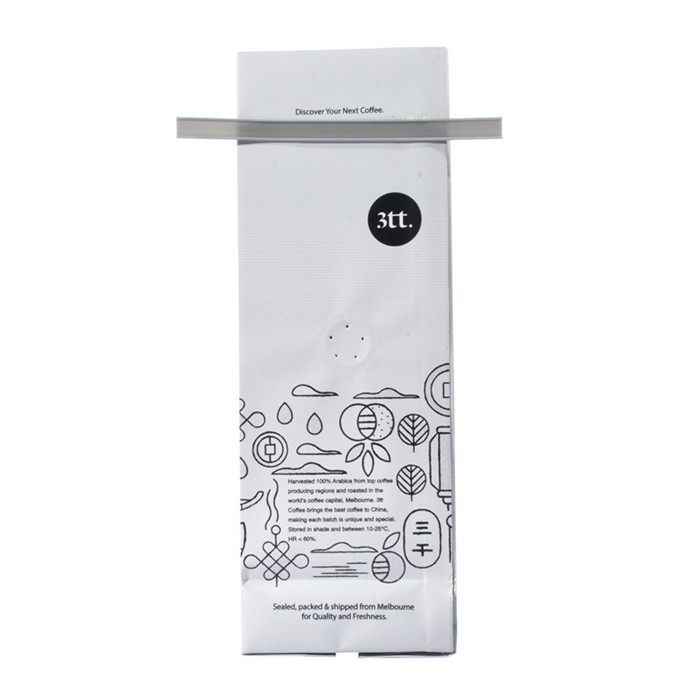 Bolsas de cafe Kraft blancas compostables personalizadas