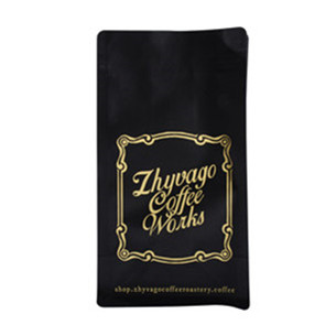 Bolsas de cafe Kraft negras compostables personalizadas