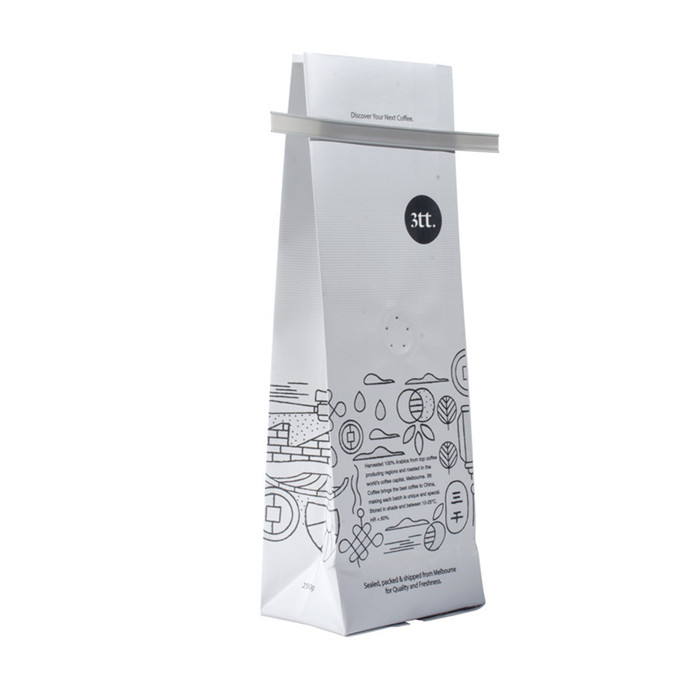 Bolsas de cafe Kraft blancas compostables personalizadas