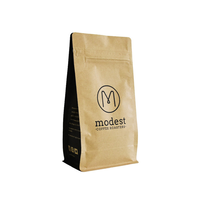 Bolsas de cafe Kraft marrón compostables personalizadas