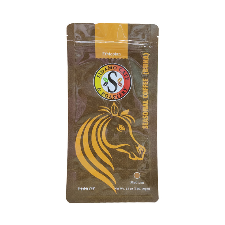Bolsa de café personalizada de fondo plano con cremallera y válvula
